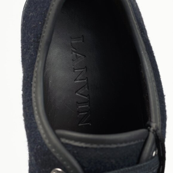 Lanvin Navy Felted Wool Low-Top Sneakers - Picture 10 of 10